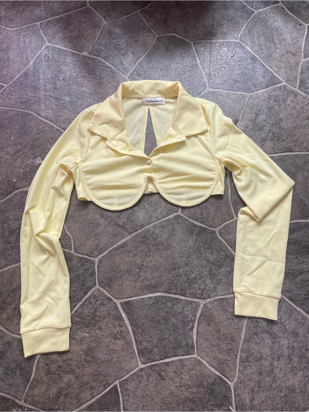 Pale Yellow Cropped Long-Sleeve Top